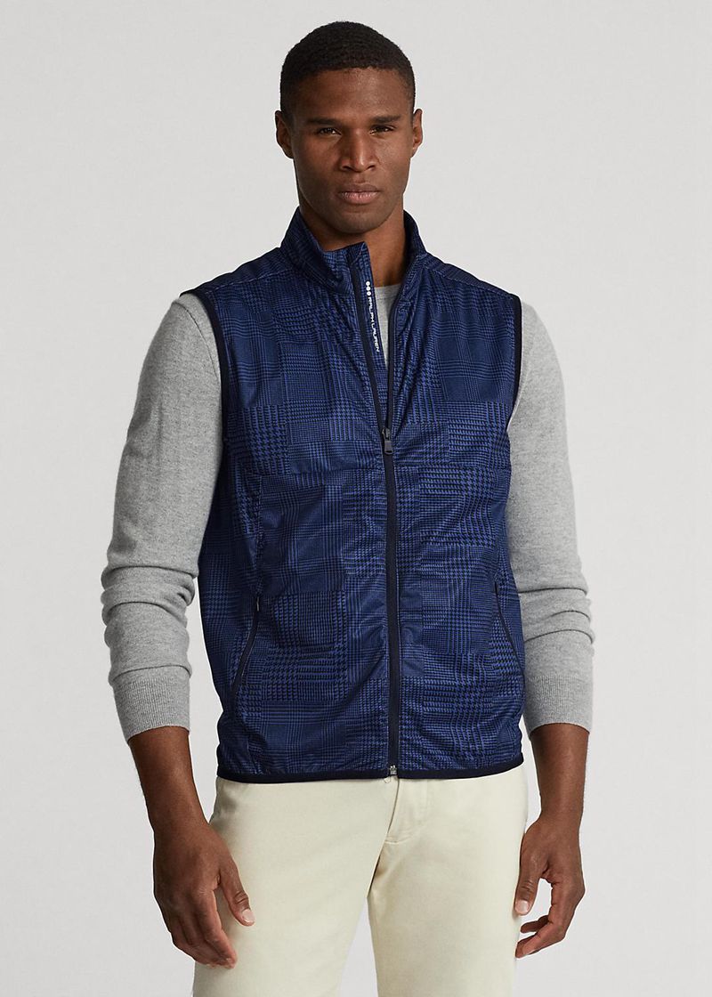 Chaqueta RLX Golf Hombre Packable Water-Repellent Plaid Waistcoat Chile Azul Marino PLGJI-4038